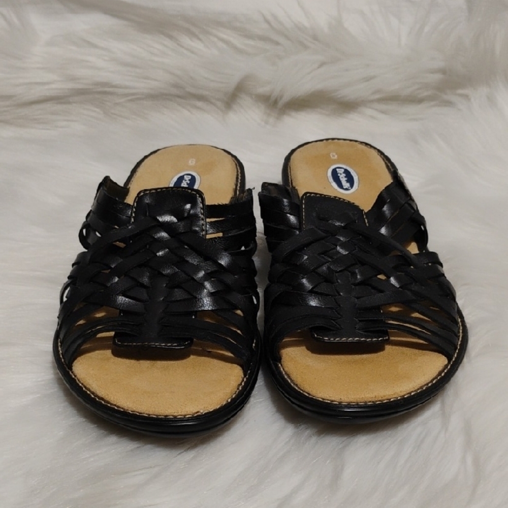 (#201) SALE! NWOT Dr. Scholl's Black Strappy Sandals Flat Sole Sz.6 - Picture 2 of 10